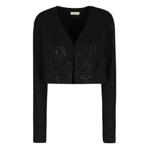THE MANNEI Women's Sequin Cropped Blazer Women BLACK Coats & Jackets